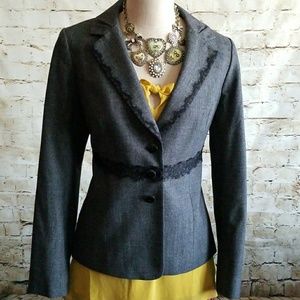 ▪Classiques Entier▪Lace-trimmed Gray Blazer